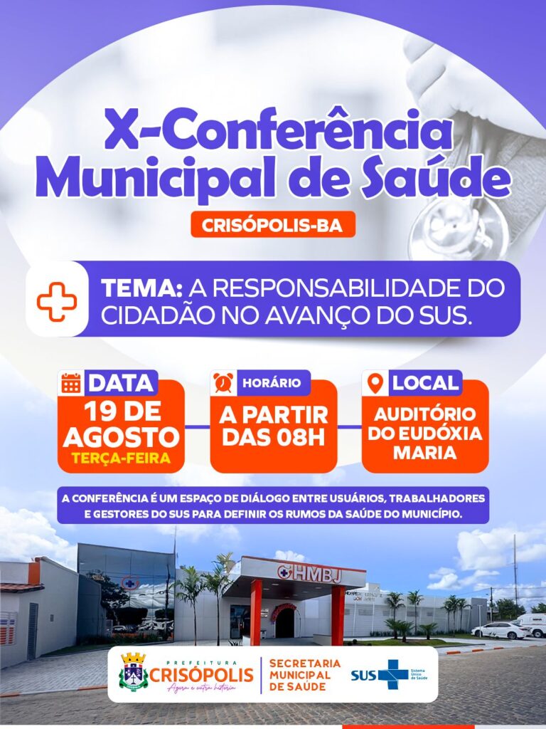 X-Conferência Municipal de Saúde em Crisópolis-BA,19 de Agosto!